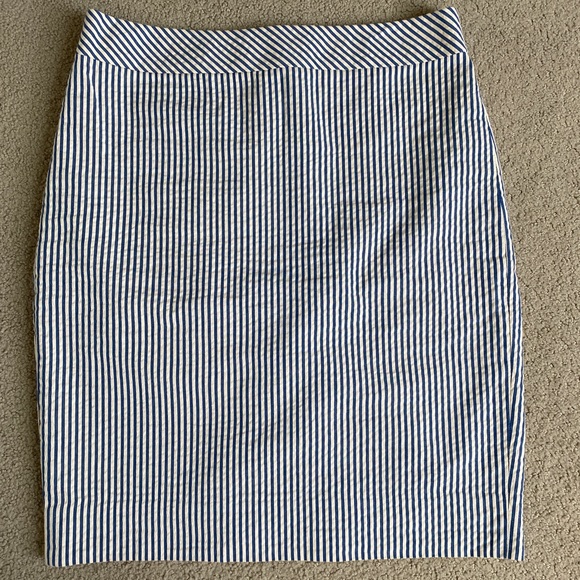 Jcrew blue white Seersucker pencil skirt, 4